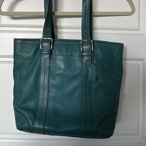 Teal Blue Coach Leather Tote